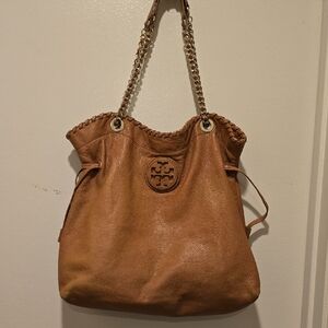 Tory Burch Brown Leather Chain Shoulder Bag